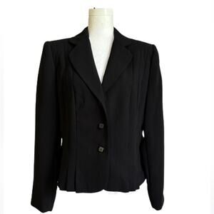 Giorgio Sant’Angelo Blazer Jacket Black Button Front Pleated Classic Size 12